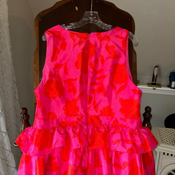 Classic Rose Peplum Midi Dress - kate spade new york Pink/Red size 17 EUC - Picture 5 of 10